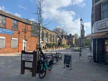 Pedestrian shopping area for the Liverpool Grove market